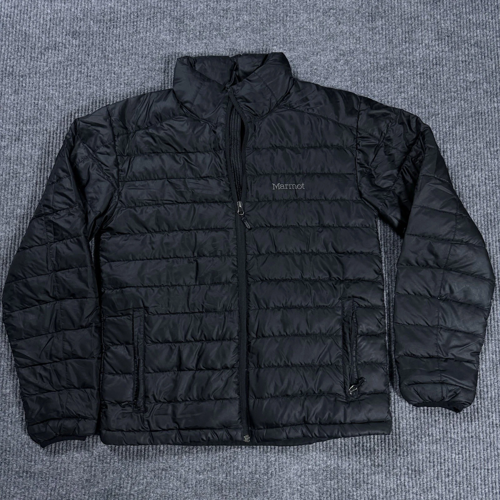 Marmot Jacket Mens Medium Black 700 Fill Down Puffer Full Zip Coat