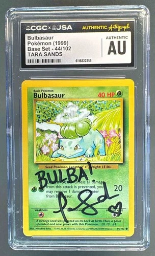 Bulbasaur 1999 Pokemon Shadowless #44/102 Tara Sands On Card Auto CGC AUTH