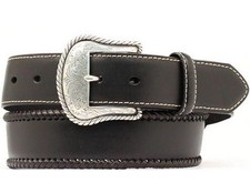 Nocona Western Belt Mens Leather Top Hand Laced Black N2475601