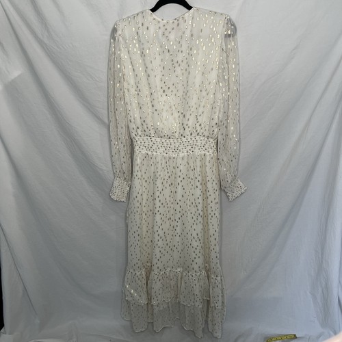 Lilly Pulitzer Cristiana Midi Dress Sz 14 Coconut Metallic Ivory Gold Tiered EUC - Picture 15 of 18