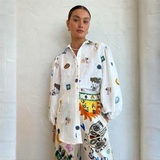 Alemais Soleil Shirt Size 8 AU / 4 US Embroidered Oversized Blouse Top