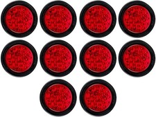 Qty 10- 4 Inch Red 28 Led Round Stopturntail Brake Truck Light With Rubber...