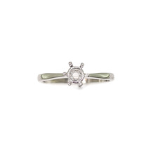 5 mm Round Six Prong Tapered Ring Setting Sterling Silver with Rhodium Finish