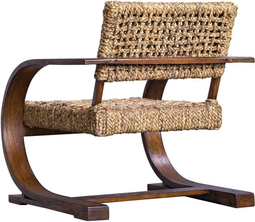 Uttermost 23483 Rattan Rehema 30"W Wood Framed Dual Arm Accent Chair - Picture 6 of 7