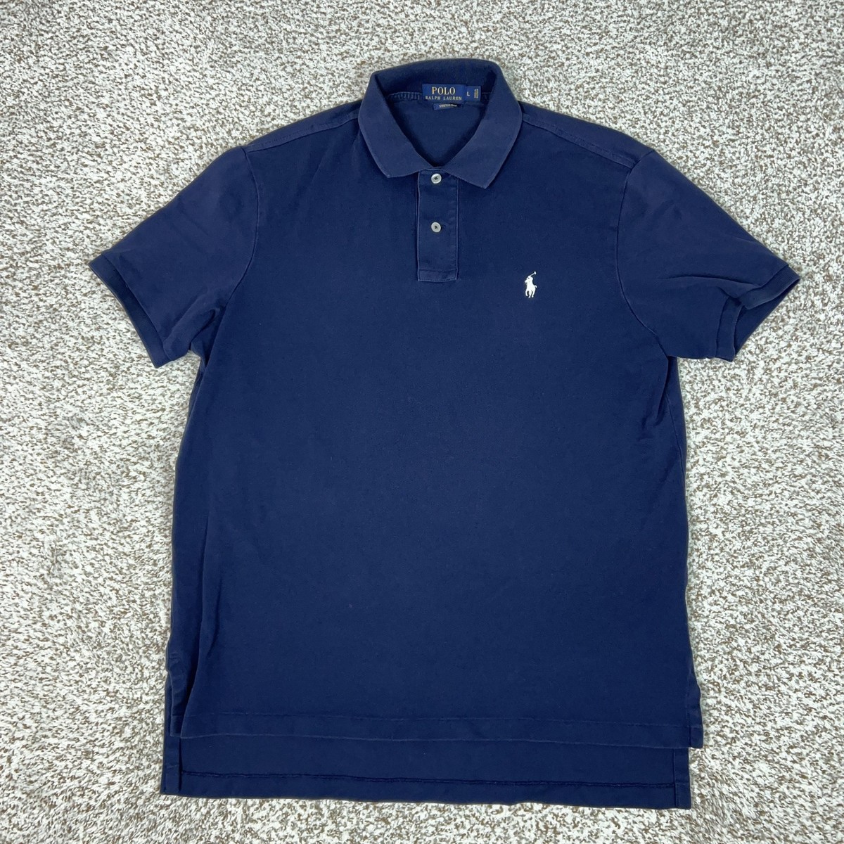 Polo Ralph Lauren Polo Shirt Mens Large Blue Stretch Mesh Pony