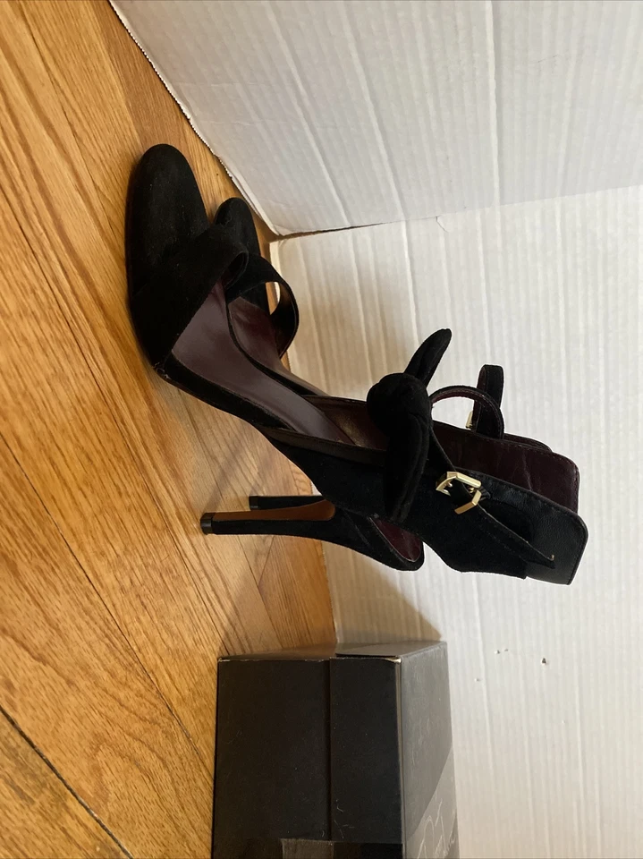 MUJER INFORME FIRMA NEGRO GAMUZA TACÓN "ZANY" TALLA 8.5* Lazo Extraíble Foto 2 de 4