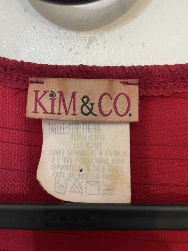 Kim Co blouse red short sleeve button v-neck ruffled stretchy formal size 2XL - Picture 5 of 10