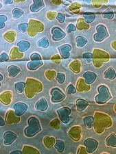 6.67 Yards X 44 Daisy Hearts Blue Green Cotton Fabri
