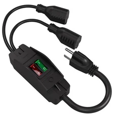 2-Way 3 Prong Extension Cord with On/Off Switch Cord Plug Splitter Adapter