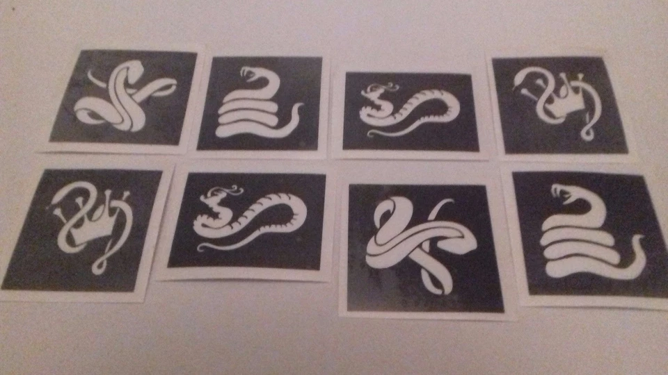 DAZZLE GLITTER TATTOOS 30 x snake themed stencils for glitter tattoos / face painting
