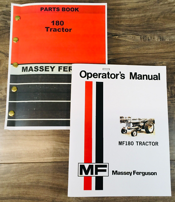 #ad Massey Ferguson MF 180 Tractor Parts Operators Manual Set Owners Catalog Book $49.97