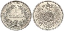 1906 A Impero Tedesco 1 Marchi Moneta IN Corso J.17 Argento Grande Aquila
