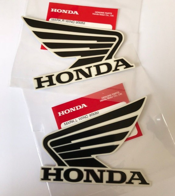 Honda Wing Fuel Tank Decal Wings Sticker 2 x 95mm BLACK (silver outline) & WHITE eBay