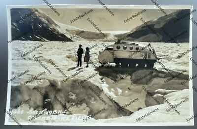 Vintage RPPC snowmobile Columbia Ice Fields Canadian Pac Rwy Real Photo Postcard