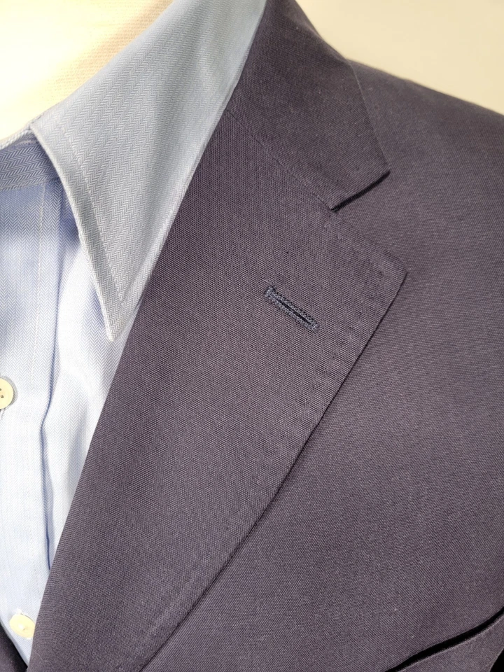 Gian Luca Isaia Napoli Navy Blue Sport Coat 40 L Wool Cotton Blend Italy - Image 2 of 4