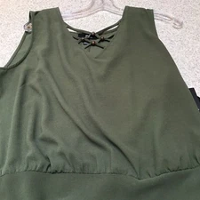 WOMENS/JUNIORS I.N. SAN FRANCISCO OLIVE GREEN  WITH TIE ON BACK HEMLINE XL NWT