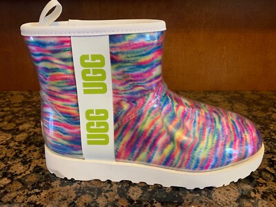 New! Womens UGG CLASSIC CLEAR MINI PIXELATE MULTICOLOR WATERPROOF