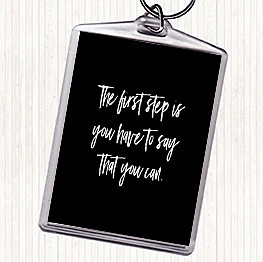 Llavero con etiqueta de bolsa Say You Can Quote blanco y negro - Imagen 1 de 1