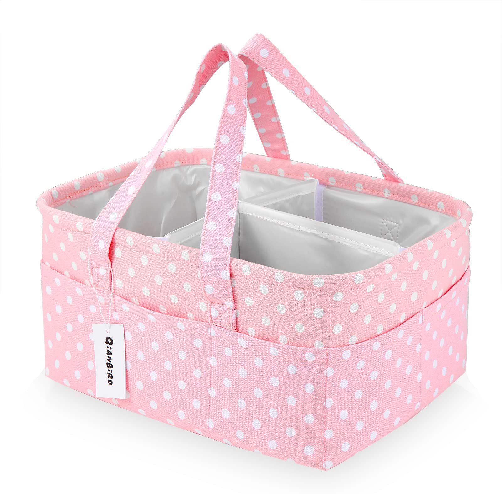 Pink Diaper Caddy Organizer for Baby Girl-Large Portable Diaper Caddy Basket ...
