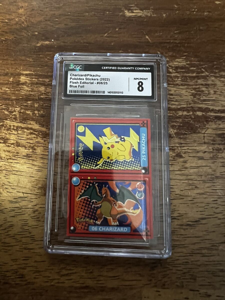 Charizard/pikachu Blue Foil Nintendo Pokedex Pokémon Sticker Charizard/pikachu Blue Foil Nintendo Pokedex Pokémon Sticker