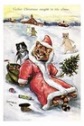 rp10472 - Louis Wain Cat - Father Christmas caught in the snow - print 6x4