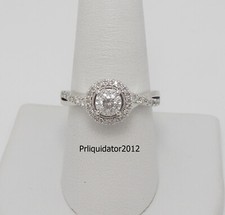 1/2CT Natural Diamond Halo Anniversary Engagement Wedding Ring 14K White Gold