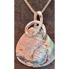 925 STERLING SILVER ABALONE AND COLORLESS GEMS PENDANT NECKLACE SKY