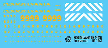 HO Scale - Pennsylvania Railroad GE 44t Locomotive Decals