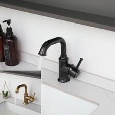 360  Swivel Bathroom Sink Faucets Single Handle Mixer Black Basin Tap Deck Mount