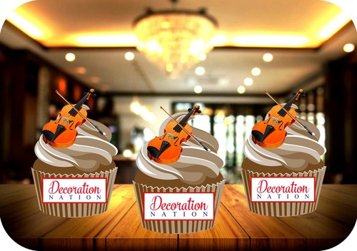 Violin 12 Edible STANDUP Cake Toppers Decoration Birthday Music ...
