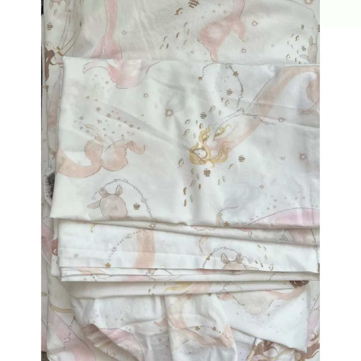 Pottery Barn Kids 4Pc Twin Bed Organic Cotton Isabelle Mermaid