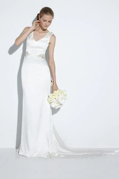NICOLE MILLER ALEXANDRA DOUBLE FACED SATIN BRIDAL WEDDING DRESS 10 $1800 ID10000 - Image 4 of 4