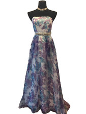 Women WINDSOR Full Length Strapless Floral Gown SIZE 5