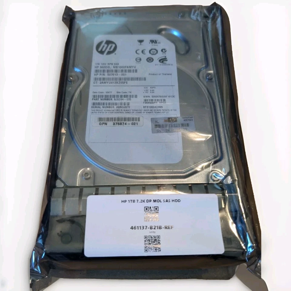 HP 461137-B21 461289-001 7.2K RPM 3.5" 1TB SAS HDD - Image 2 of 3