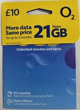 O2 Network SIM Card 21 GB Data + UNLIMITED UK Minutes & Texts