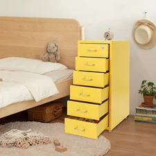 Vertical File Cabinet with Lock, 6 Drawers, Mobile Metal Organizer