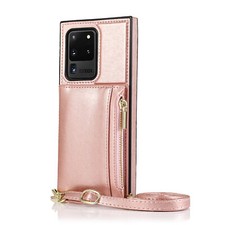 Crossbody zipper Bag Card Wallet With Long Rope Holder PU Leather Case Cover