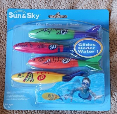 new sun & sky 4 Pack Dive Rockets Swim Fun Glides Under Water | eBay