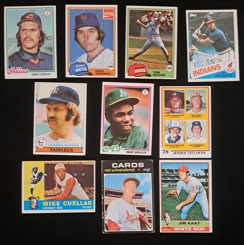 Lot Of 10 - ASST TOPPS BASEBALL CARDS 1960 1970s to 1985 HOF STARS RC MUNSON ++