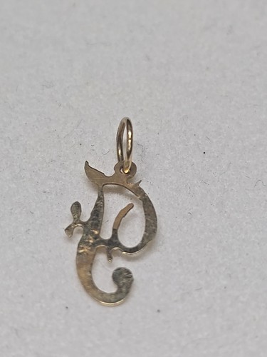 14k Yellow Gold Cursive Letter "F"  Pendant Charm Monogram Initial - Picture 3 of 4