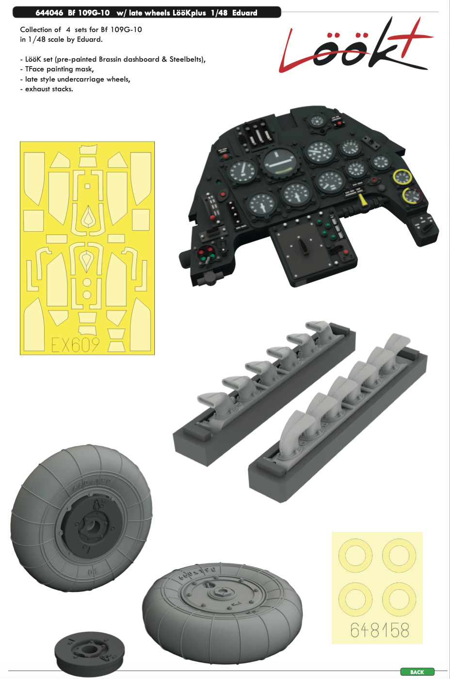 Eduard Brassin ED644046 1:48 Messerschmitt Bf-109G-10 with late wheels LooK plus