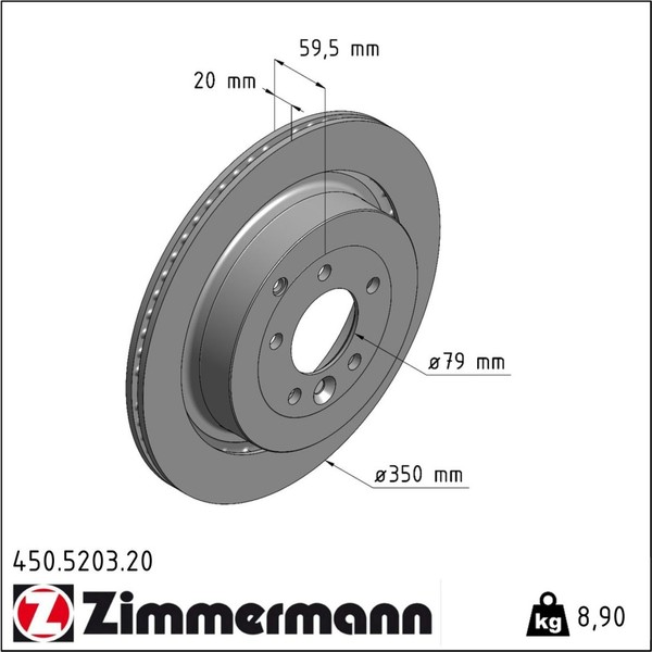2X Zimmermann 450.5203.20 Bremsscheibe FüR Land Rover Discovery Range L319 L320-image
