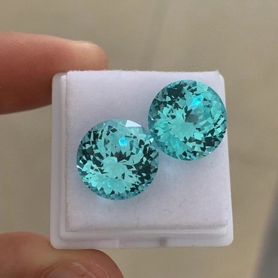 21.08 Ct Natural Certified Neon Blue-Green Paraiba Tourmaline Round Cut Gemstone