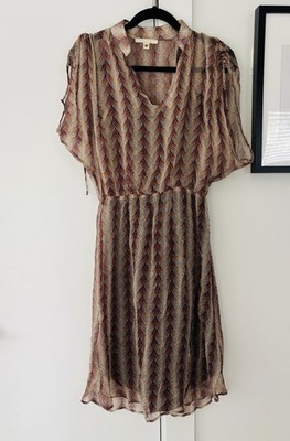 Burning Torch silk dress with detachable slip slip size small convertible sleeve