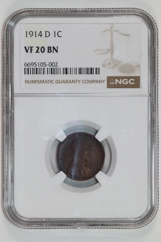 1914-D LINCOLN WHEAT CENT NGC VF20 BN