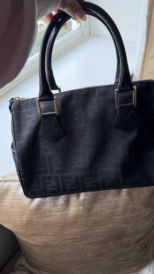 Vintage Fendi Top Handle Satchel Bag Black - Image 3 of 4