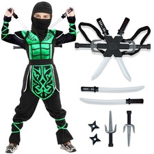 Digi Kids Halloween Ninja Costume Boys,Green Ninja Costume Set Toys,Halloween