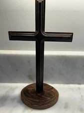 Handcrafted Exotic Wood Cross, 12" H x 7" W, Cross is Bocote, Base is Wenge