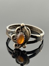 Vintage Wheeler Manufacturing Sterling Silver Orange Stone Ring Native Sz 6.75