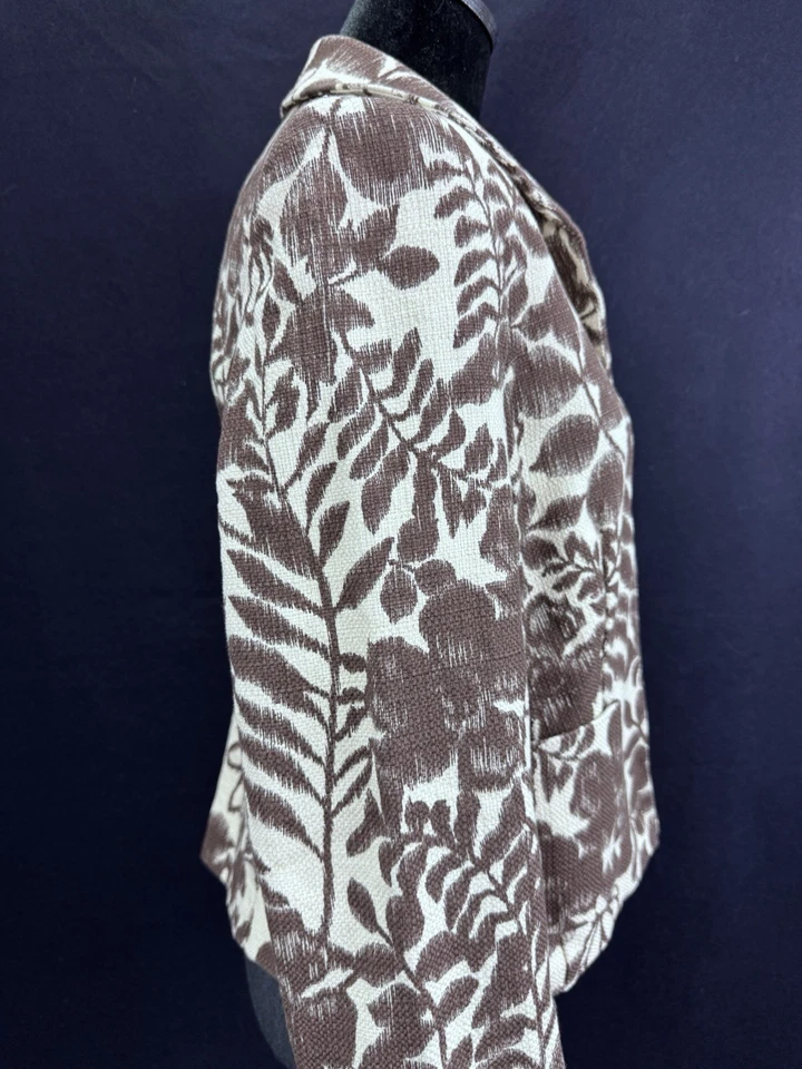 VTG Jones Wear Women’s Blazer Cotton Brown Floral Business Old Money Chic Sz 8 - Image 4 of 4